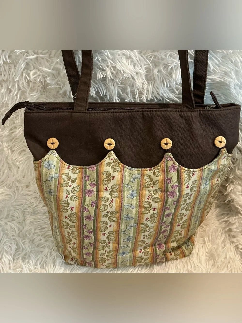 Longaberger Homestead 3-in-1 Tote NWT Reversible Floral Brown Shoulder Bag